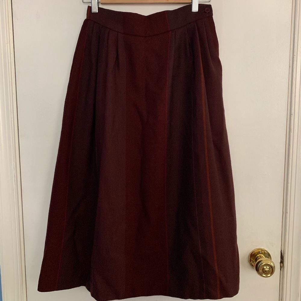 Vintage Plaid Wool Midi A-line Fall Skirt